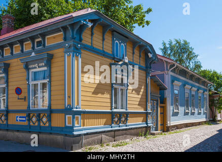 Città storica di timberhouses, città di Rauma, Finlandia Foto Stock