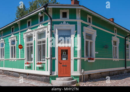 Città storica di timberhouses, città di Rauma, Finlandia Foto Stock