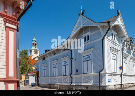 Città storica di timberhouses, città di Rauma, Finlandia Foto Stock