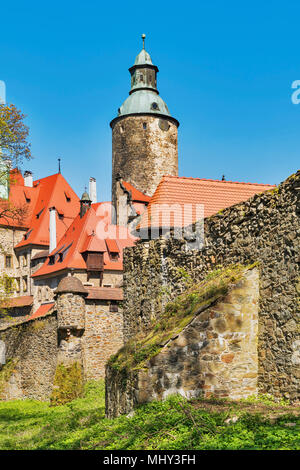 Il castello di Czocha (Zamek Czocha) è un castello difensivo costruito su una collina, Sucha (Czocha), Bassa Slesia voivodato, Polonia, Europa Foto Stock