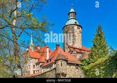 Il castello di Czocha (Zamek Czocha) è un castello difensivo costruito su una collina, Sucha (Czocha), Bassa Slesia voivodato, Polonia, Europa Foto Stock