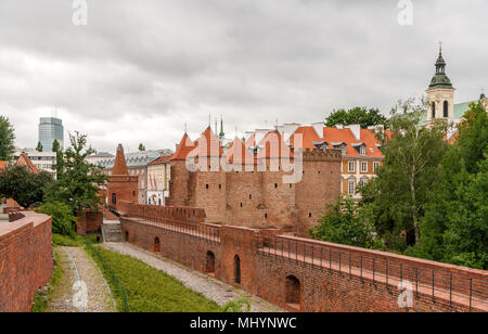 Vista del Barbican di Varsavia - Polonia Foto Stock