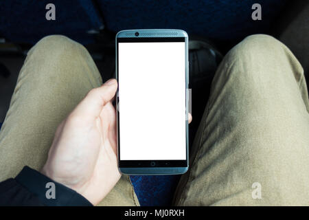 Tabellone rettangolare bianco Mockup sul telefono Foto Stock