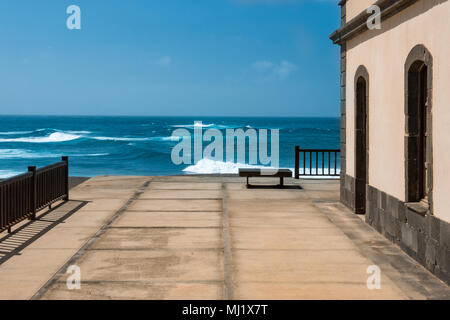 La terrazza che si affaccia sul mare, Fuerteventura Foto Stock