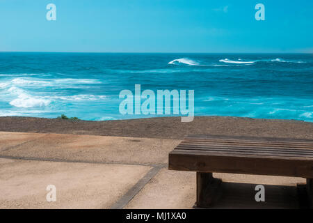 Panca sul mare, Fuerteventura Foto Stock