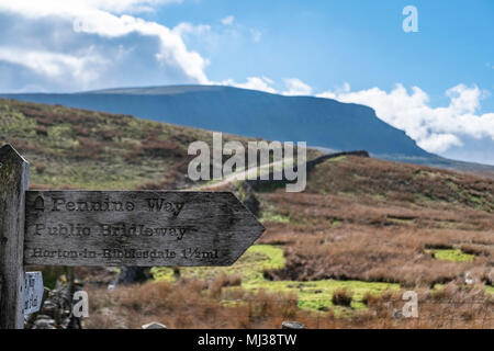 Cartello che indica il modo di Horton in Ribblesdale , North Yorkshire, Inghilterra Foto Stock