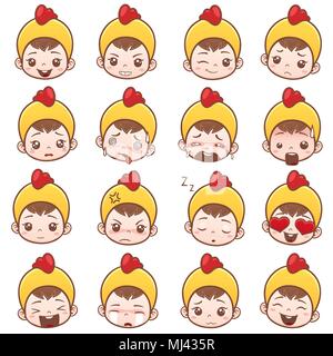 Illustrazione Vettoriale di simpatici baby set di emoticon. Icone Emoji Illustrazione Vettoriale