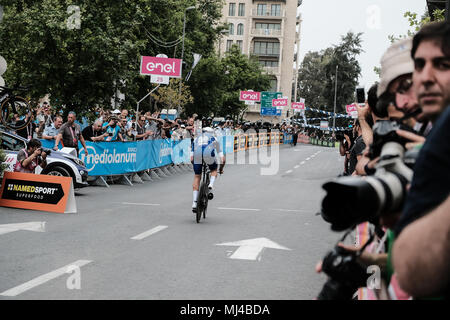 Gerusalemme, Israele. Il 4 maggio, 2018. Primo pilota per avviare, italiano Fabio Sabatini, delinea per la 9.7Km Gerusalemme Cronometro Individuale Fase 1. La 101st edizione del Giro d'Italia, la corsa rosa, inizia oggi a Gerusalemme, storia essendo realizzato con il primo Grand Tour inizia al di fuori dell'Europa. Foto Stock