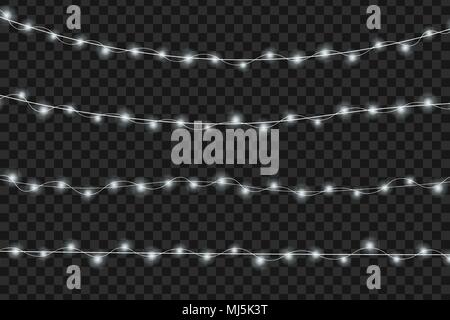 Natale luci incandescenti. Le ghirlande, decorazioni di Natale Illustrazione Vettoriale