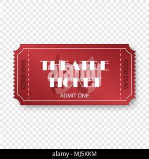 Theatre Ticket isolato su sfondo trasparente. Illustrazione Vettoriale