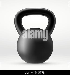 Realistico kettlebell nero. Illustrazione Vettoriale Illustrazione Vettoriale