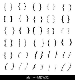 Set di rinforzi o parentesi graffe icona. Illustrazione Vettoriale