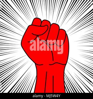 Pugno di mano maschio, protesta proletaria simbolo. Segno di potenza Illustrazione Vettoriale