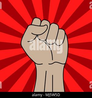 Pugno di mano maschio, protesta proletaria simbolo. Segno di potenza Illustrazione Vettoriale