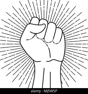 Pugno di mano maschio, protesta proletaria simbolo. Segno di potenza Illustrazione Vettoriale