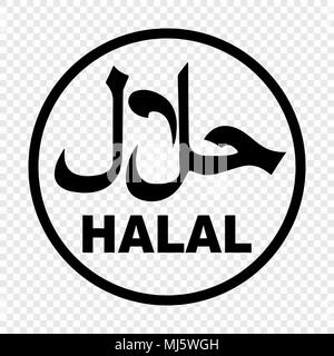 Halal vettore logo. Prodotti alimentari dietetici di etichetta per le applicazioni Illustrazione Vettoriale