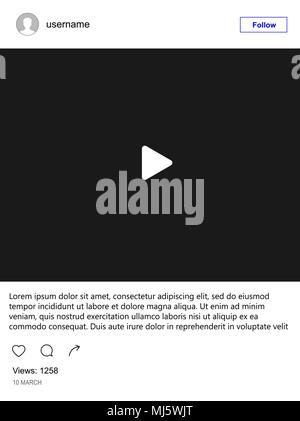 Social media video player Illustrazione Vettoriale