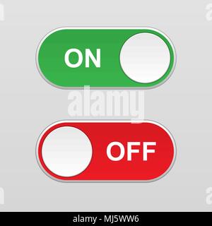 On e Off interruttore toggle button Illustrazione Vettoriale