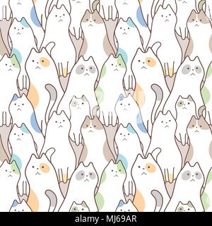 Illustrazione Vettoriale seamless pattern con cat Illustrazione Vettoriale