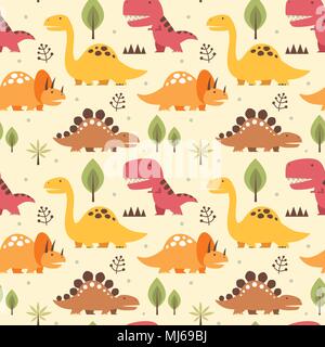 Illustrazione Vettoriale seamless pattern con i dinosauri Illustrazione Vettoriale
