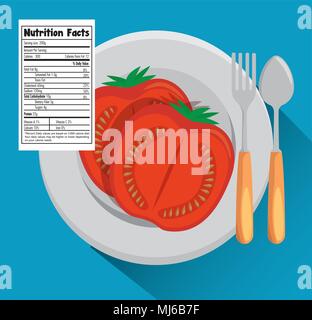 Il pomodoro con fatti di nutrizione Illustrazione Vettoriale