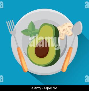 Avocado con fatti di nutrizione Illustrazione Vettoriale