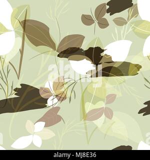 Militari di camuffamento di texture con alberi, rami, erba e acquerello macchie Illustrazione Vettoriale