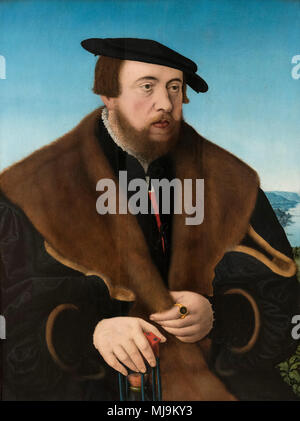 Conrad Faber von Kreuznach / Creuznach (ca.1500-1552/53), Ritratto di Johann von Glauburg (1503-1571, uno di una doppia inclusa la moglie Anna von Glau Foto Stock