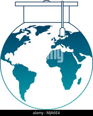 Mondo pianeta terra con graduazione hat illustrazione vettoriale design Illustrazione Vettoriale