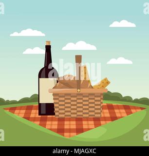 Picnic nel parco cartoni animati Illustrazione Vettoriale