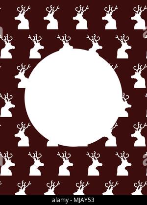 La renna a due vie vettore di ripetizione pattern con lo spazio di testo da utilizzare come sfondo per la pubblicità di una festa di Natale, Natale evento o social media design. Illustrazione Vettoriale