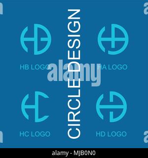 Imposta cerchio HA HB HC HD lettera logo logo creative design semplice. Illustrazione Vettoriale