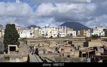 Il sito Patrimonio Mondiale dell'UNESCO di Ercolano fuori Napoli in Italia Foto Stock