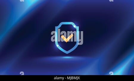 Icona simbolo di uno scudo con un segno di spunta Illustrazione Vettoriale