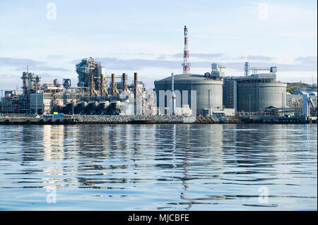 Raffineria di gas nella Norvegia settentrionale vicino a Hammerfest Foto Stock