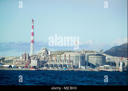 Raffineria di gas nella Norvegia settentrionale vicino a Hammerfest Foto Stock