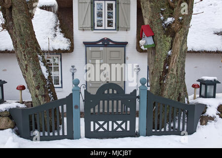 Frisone casa in Keitum, isola di Sylt, Nord Isole Frisone, SCHLESWIG-HOLSTEIN, Germania, Foto Stock