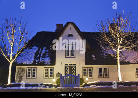 Il tetto di paglia in casa Keitum, isola di Sylt, Nord Frisians SCHLESWIG-HOLSTEIN, Germania, Foto Stock