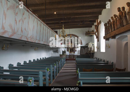 La chiesa di San Clemente, villaggio Nebel, isola di Amrum, il Mare del Nord, il parco nazionale di Schleswig-Holstein il Wadden Sea National Park, SCHLESWIG-HOLSTEIN, Germania, Foto Stock