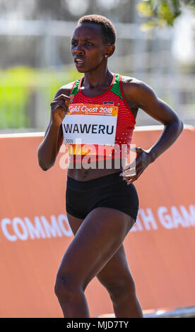 GOLD COAST, Australia - 8 aprile: Lindah Waweru del Kenya nel femminile 20k a piedi al Gold Coast 2018 Giochi del Commonwealth a Carrara stadio su Aprile Foto Stock