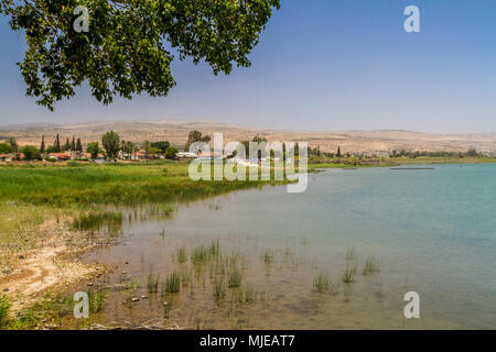 La costa del Mare di Galilea vicino Ginosar, Israele. Panorama Foto Stock