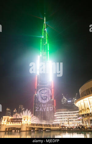 Dubai Burj Khalifa lasershow Foto Stock