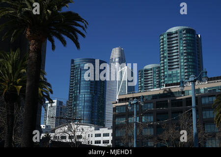 Viste della torre di Salesforce a San Francisco, California Foto Stock