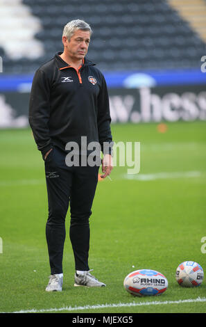 Hull, Regno Unito. 05 maggio 2018, KCOM Stadium, Hull, Inghilterra; Betfred Super League Rugby Round 14 Hull FC v Castleford Tigers ; Darryl Powell Castleford Tigers coach Credit: News immagini /Alamy Live News Foto Stock