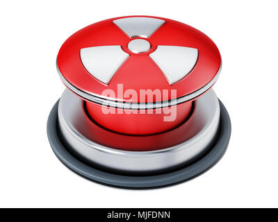 Nucleare pulsante di lancio isolato su sfondo bianco. 3D'illustrazione. Foto Stock