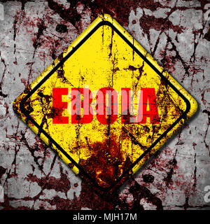 Virus Ebola giallo cartello stradale Foto Stock