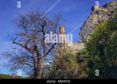 Il castello di Devin, borough di Bratislava, uno dei più antichi castelli in Slovacchia Foto Stock