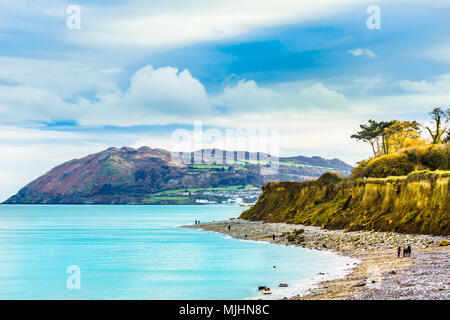 Vista sulla costa e alla spiaggia del mare d'Irlanda da Bray vicino a Dublino Foto Stock