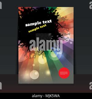 Partito colorato Flyer o coprire con il ballo popolare di sagome in formato vettoriale modificabile Illustrazione Vettoriale