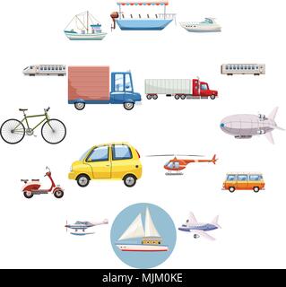 Trasporto set di icone. Schema Illustrativo del 16 trasporto icone vettoriali per il web Illustrazione Vettoriale